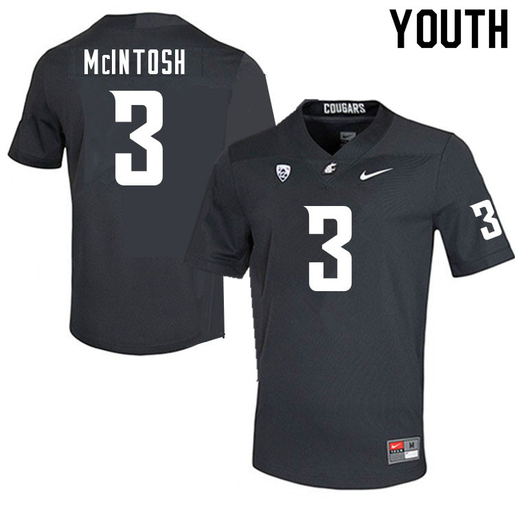 Youth #3 Deon McIntosh Washington Cougars College Football Jerseys Sale-Charcoal